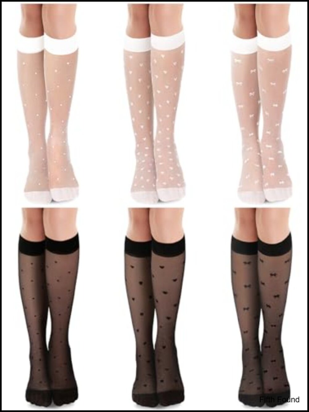 Women's Lace Knee High Socks 6 Pairs Nylon Fishnet Mesh Hollow Out Stockings
